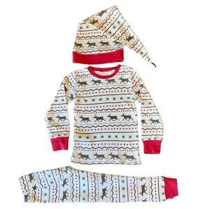 L'OVED BABY Reindeer Christmas Pajamas 2T 4-5 Fair Isle Organic Cotton Unisex
